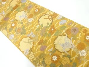 唐織雪輪に花模様織出し袋帯